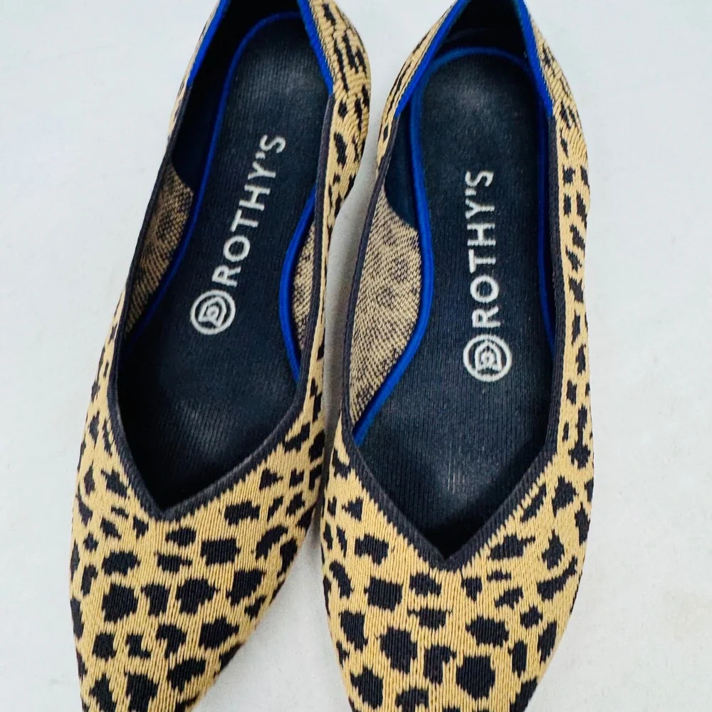 Rothys The Point Leopard‎ Print Flats Women's Shoes Size 7 Animal Print